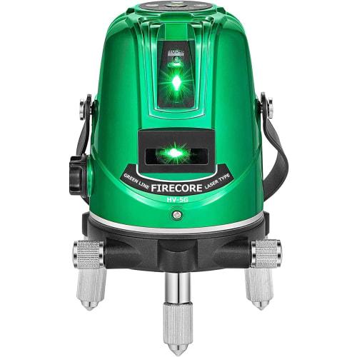 Firecore HV-5G Laser Level, 5-Line Green Laser, 4-Direction Large Square Line Projection Model, High-Precision Laser Level with Automatic Correction,