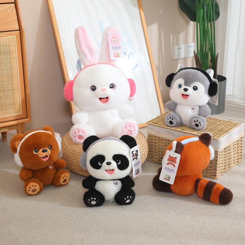 Плюшевая Игривая Мягкая Кукла Панда Енот Зайчик Уютная Мягкая Игрушка для Детей