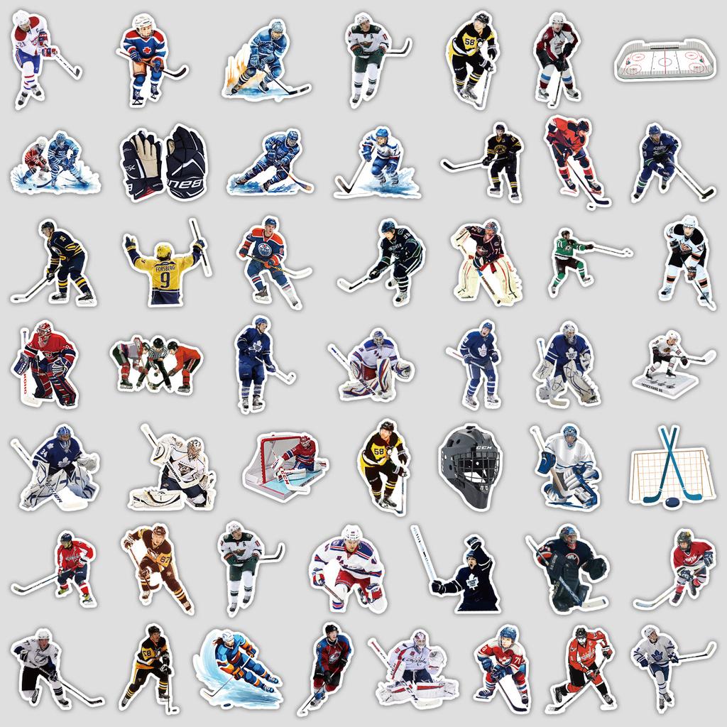 50 Pieces of Hockey Sports Graffiti Stickers, Creative DIY Hockey Stickers, Water Cup, Computer Waterproof Decorative Stickers