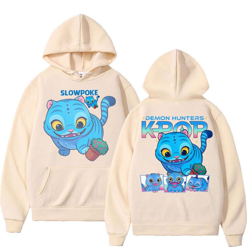 Anime KPop Demon Hunters Derpy Tiger Kawaii Hoodie Men Women Fashion Aesthetic Long Sleeve Oversized Cotton Casual Sweatshirt
