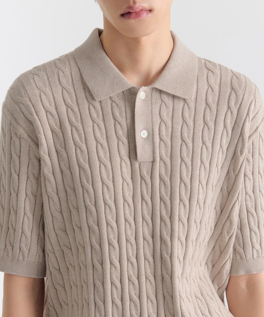 MUSINSA STANDARD Cable Knitted Polo Shirt [Oatmeal]