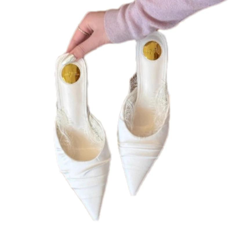 Элегантные туфли-лодочки на высоком каблуке, сандалии с острым носком, 2025, новый дизайнерский, сексуальные туфли-лодочки, летний модный тренд, платье, Zapatillas Mujer