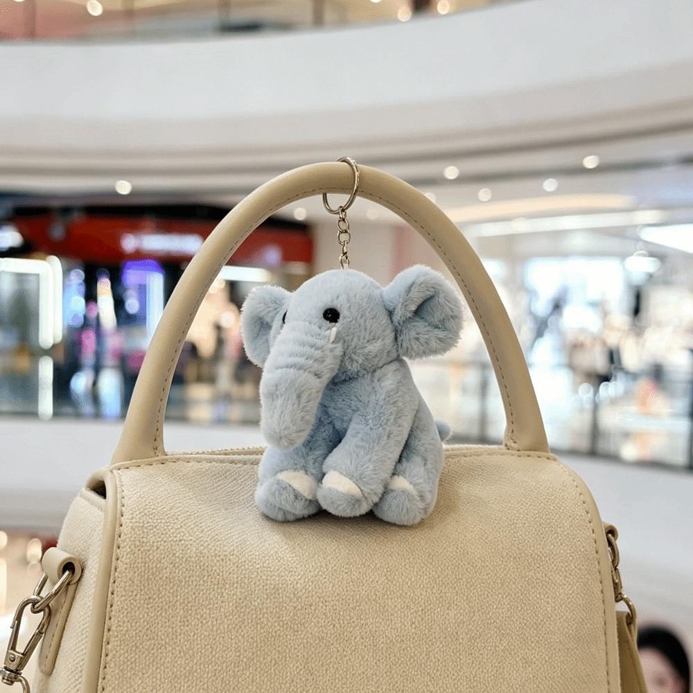 Soft Elephant Keyring Cute Cartoon Animal Bag Pendant Trinket Plush Stuffed Keychain  Kids