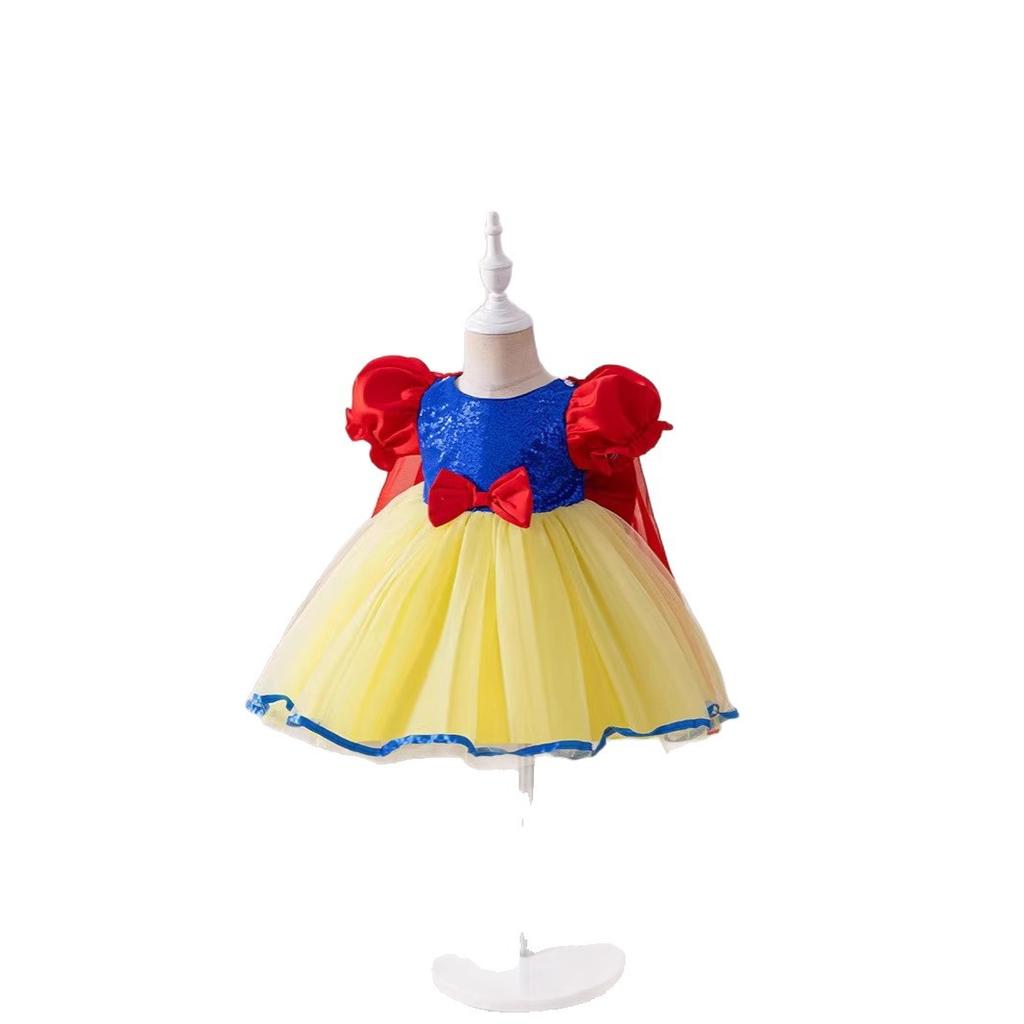 Flower Girls Tulle Puff Short Sleeves Vintage Dress Princess Wedding Bridesmaid Party Dresses Outfit Summer Toddler Baby Girl Tutu Dress Evening Gowns