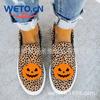 Christmas Halloween Pumpkin Monster Leopard Print One-pedal Casual Flats Large Size Canvas Shoes
