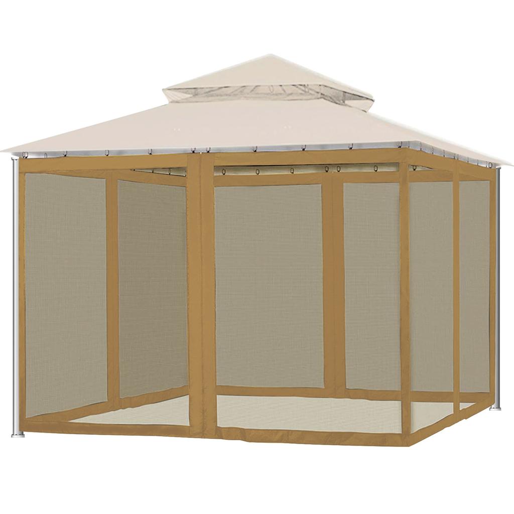 4-дверная всплывающая москитная сетка для патио, 4-сторонняя сетка-навес для беседки с 48 крючками, съемной юбкой, завязками и двусторонней молнией, отпугивающая