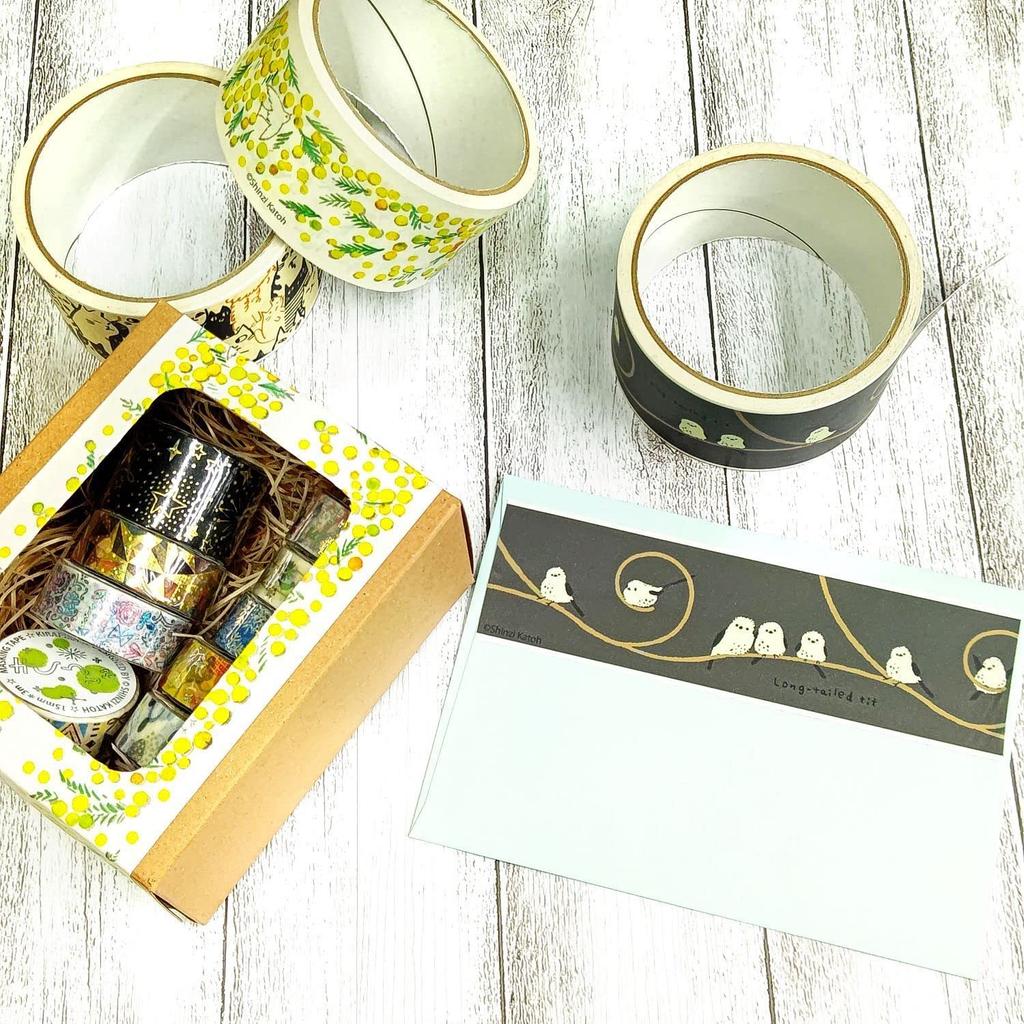 Craft Tape Shinzi Katoh Design Tape Tit 45mm wide x 10m roll Seal-do Long-tailed (Shimaenaga) ks-cft-10011