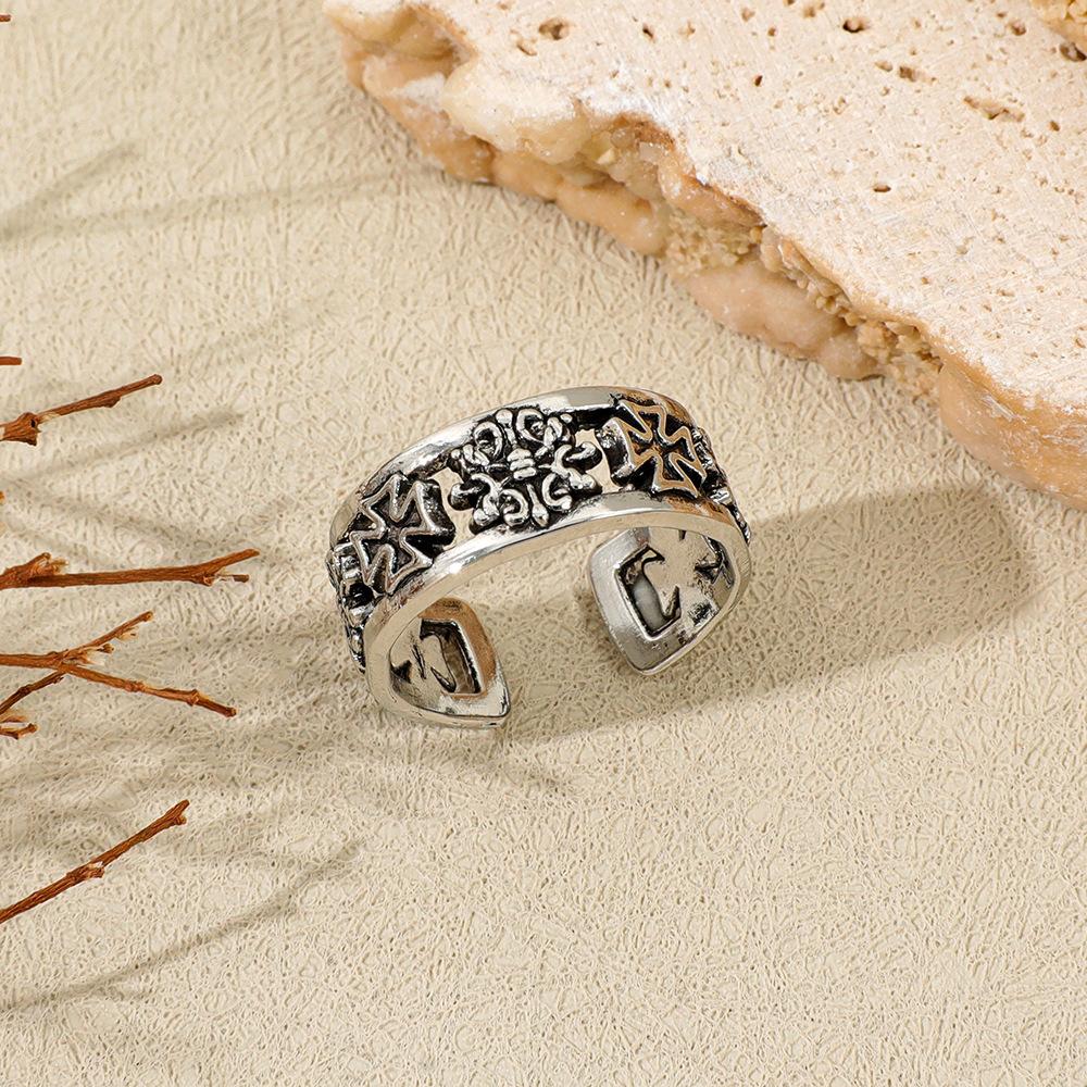 Cross Trendy Ring Hip-hop Punk Style Versatile Boyfriend Style Open Ring