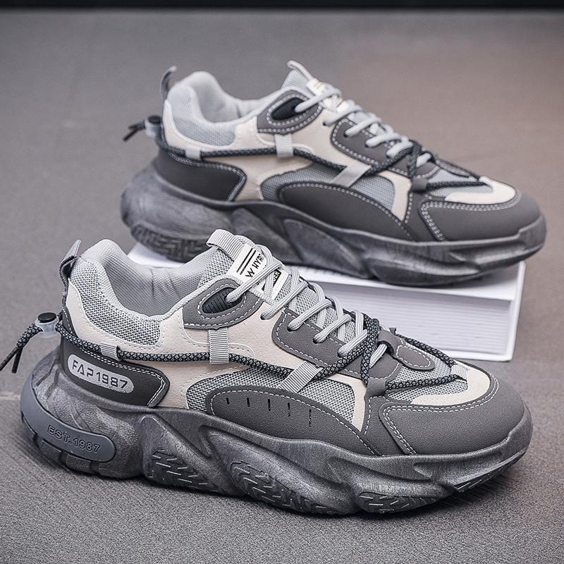 Men's Breathable Mesh Casual Shoes Summer Vulcanized Sneakers Thick-soled Versatile Running Sneakers Daily Sport Shoes Heightened Old Dad Shoes Tide