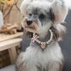 Pet Collar Faux Pearl Dog Collar with Heart Bowknot Charm Adjustable Straps Imitation Crystal Pet Collar Jewelry Accessories