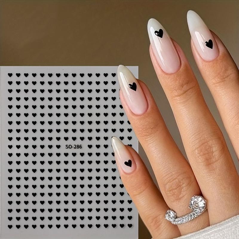 6Pcs Mini Heart Nail Stickers Laser-Cut Love-Themed DIY Nail Patch Decoration, Romantic Nail Art|Romantic Nail Design Stickers