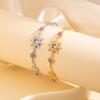 Sunflower Bracelet Women Copper Plated With Zircon Crystals Colorful Floral Design Lightweight Elegant Minimalist Jewelry