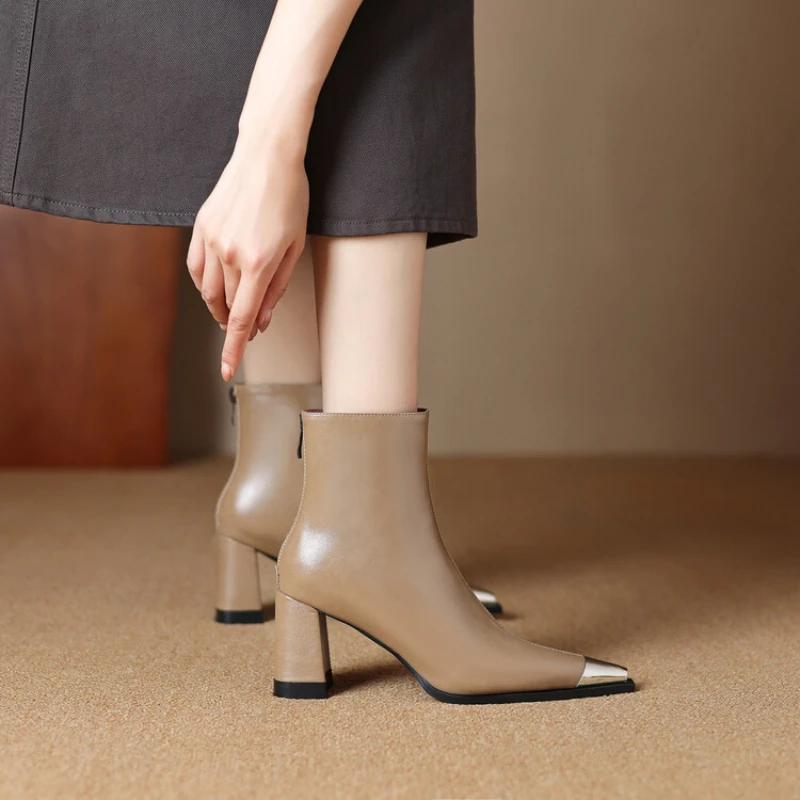 Sexy Pointed Toe Ankle Women Boots Brand Luxury High Heels Shoes 2025 New Winter Leather Goth Gladiator Pumps Chelsea Botines