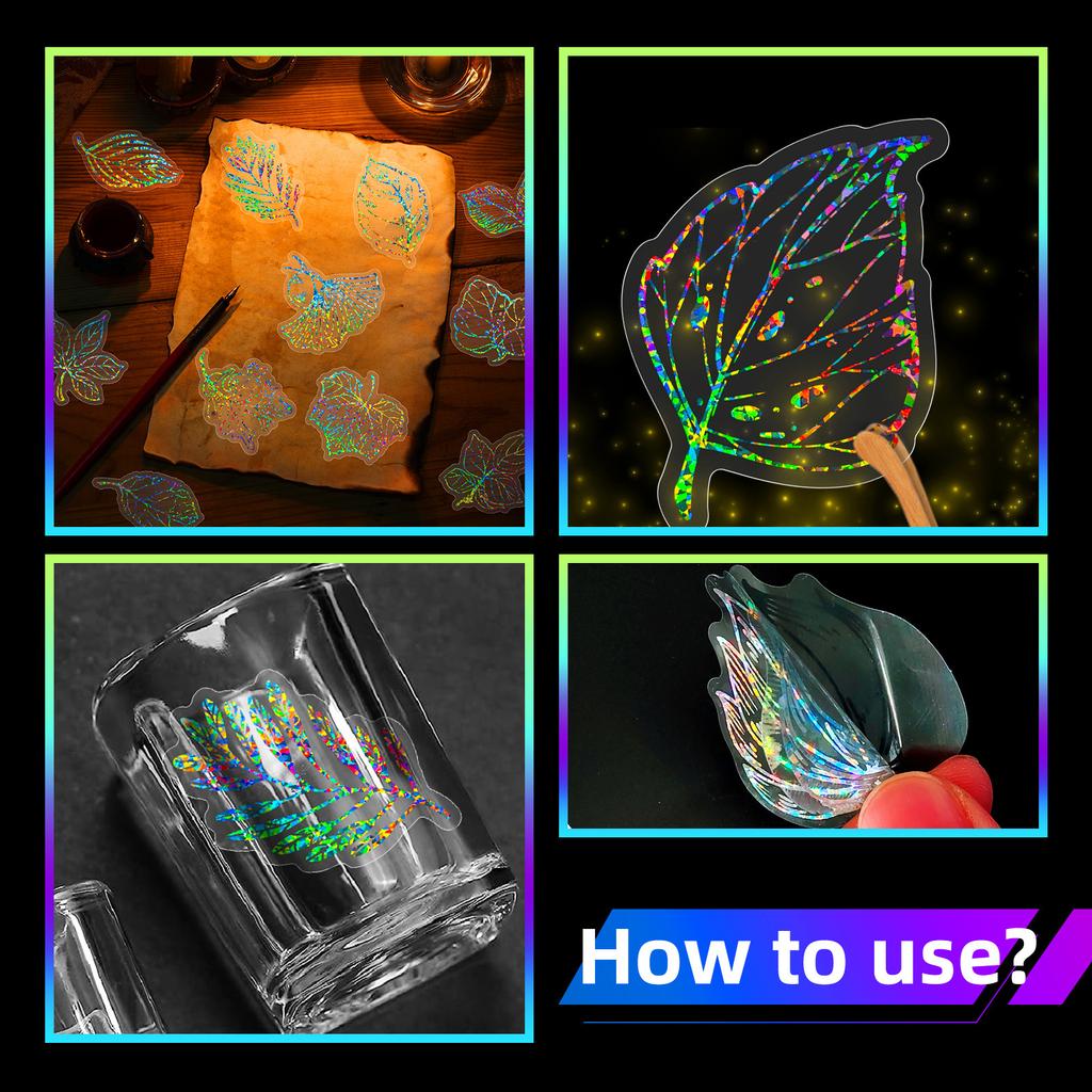 50 Laser Leaf Stickers Shrimp Skin Hemp Stickers Retro Goo Ka Laser Stickers