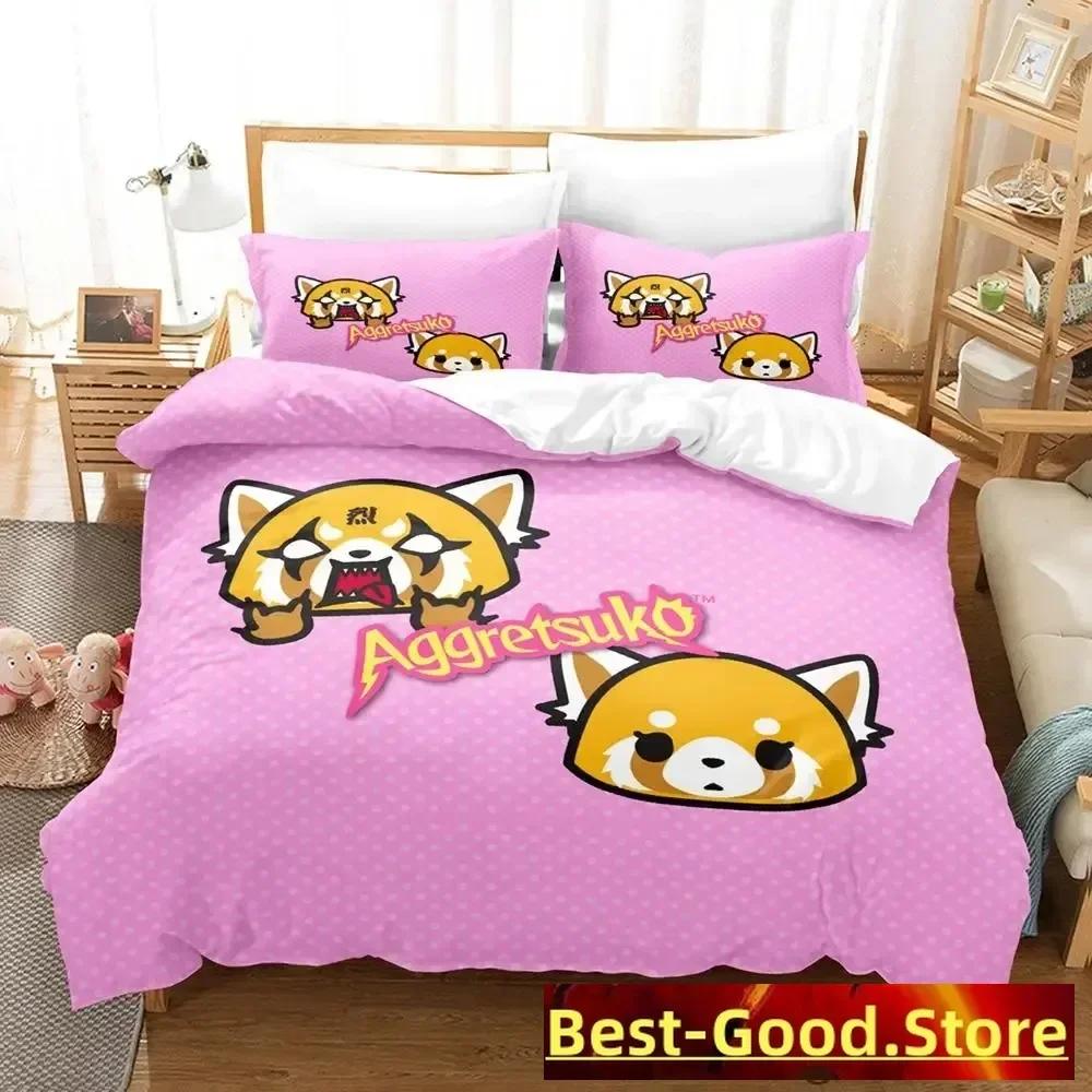 Комплект постельного белья Aggretsuko Односпальный Полуторный Двуспальный Кингсайз Комплект для кровати Взрослый Детский Спальня Комплекты пододеяльников Аниме Parure De Lit Кровать