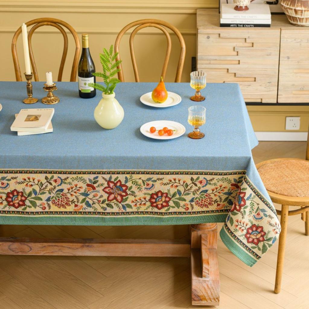 Скатерть для журнального столика Ткань Колокольчики Цветочный жаккард Загнутый край Литературная Прямоугольная Скатерть для обеденного стола