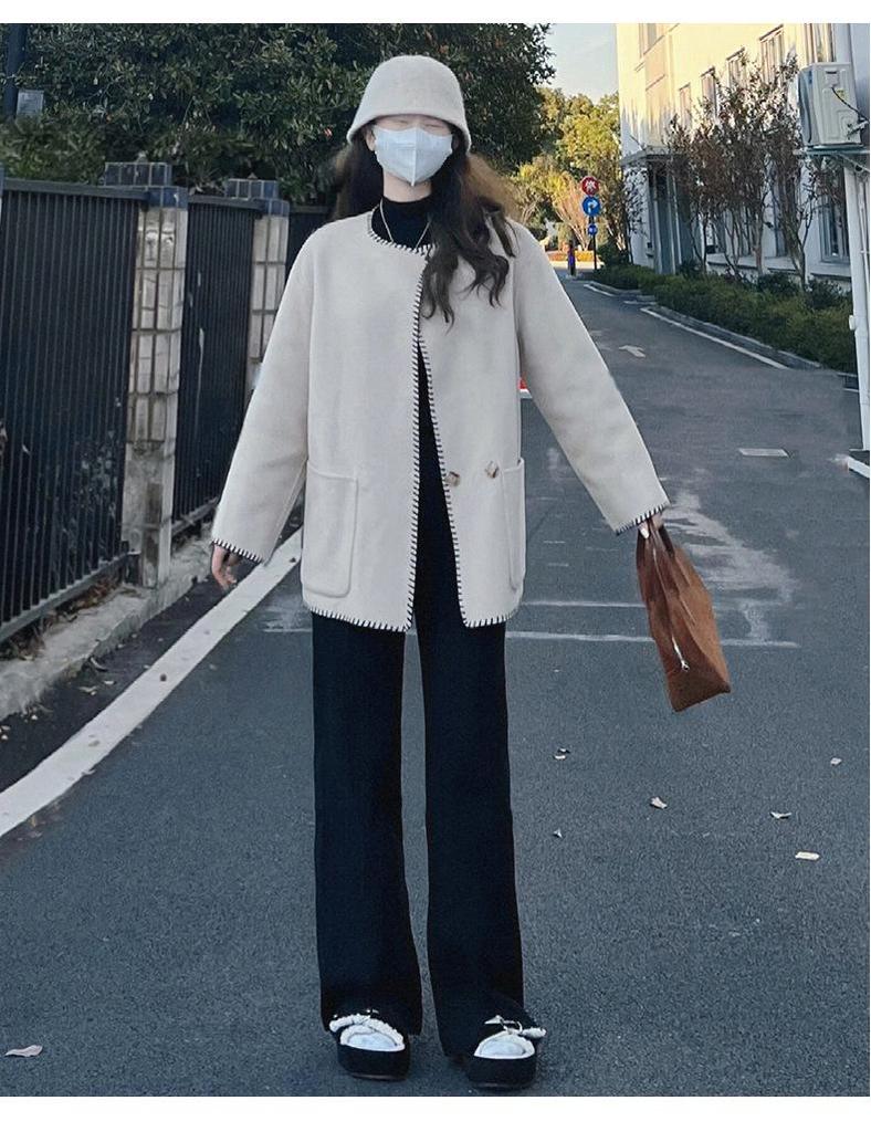 Женские брюки большого размера кофейно-коричневые с широкими штанинами и текстурой липкого риса - Весенне-осенние повседневные длинные брюки свободного кроя