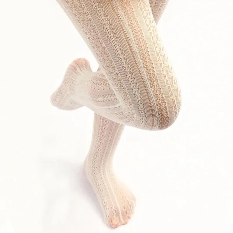 2026 New Women Lolita Tights Lace Stockings Woman Hollow Out White Female Pantyhose Stockings Tattoo Tights Pattern