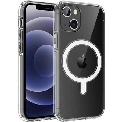 Чехол для iPhone 14 - Phonillico® - Прозрачный силикон - Магнитный круг - Беспроводная зарядка - Мягкий