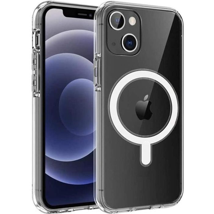 Case for iPhone 14 - Phonillico® - Transparent Silicone - Magnetic Circle - Wireless Charging - Flexible