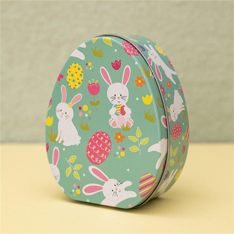 8x Easter Eggs Candy Boxes with Rabbit Pattern Candy Boxes Metal Snacks Container Mini Snacks Boxes for Party
