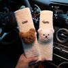 Luxurious Cartoon Safety Belt Cover: Lambskin Bear Head Design for Personalized Car Safety.