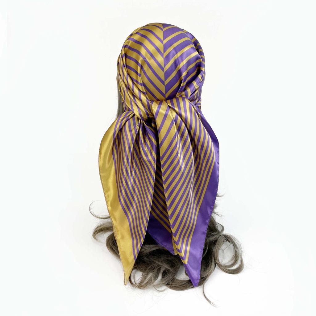 Fashion Ladies Silk Scarf Large Square Scarf 90cm Back Print Turban New Silk Satin Shawl Ladies Scarf