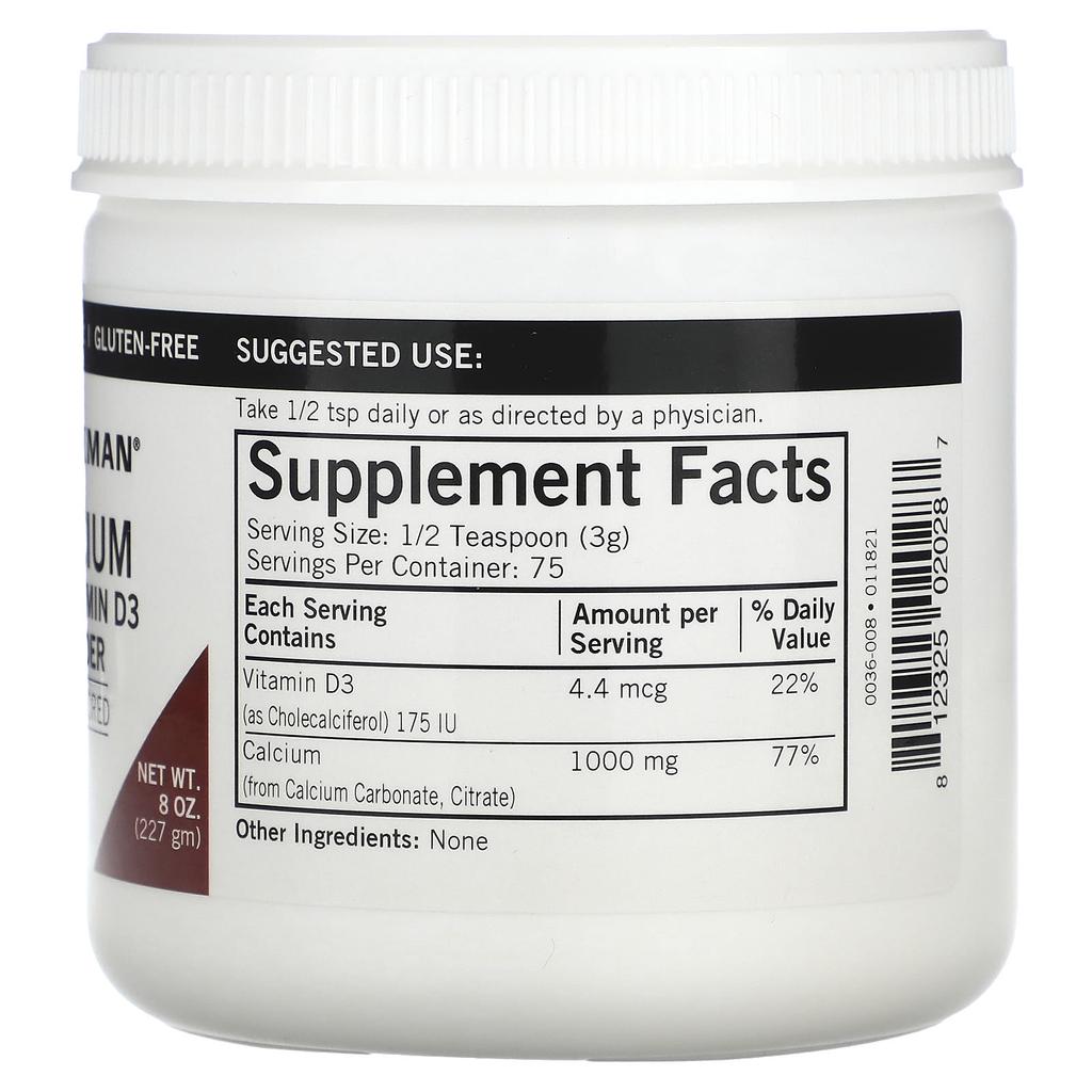 Kirkman Labs Calcium with Vitamin D3, Unflavored, 8 Oz (227 G)