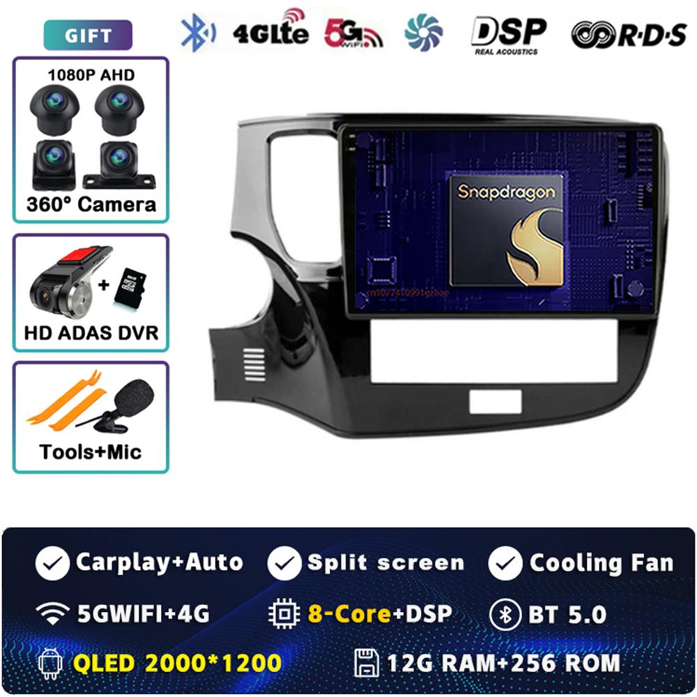 Android 14 Carplay Car Radio для Mitsubishi Outlander 3 III GF0W GG0W 2018 - 2022 Мультимедийный видеоплеер Навигация GPS Стерео
