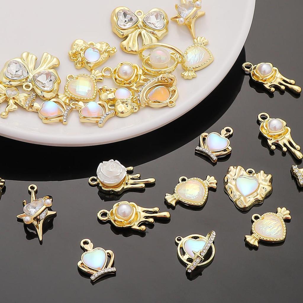 Золотой/серебряный цвет сплава Алмазное сердце роза бабочка кулон для изготовления ювелирных изделий DIY ожерелье браслет серьги