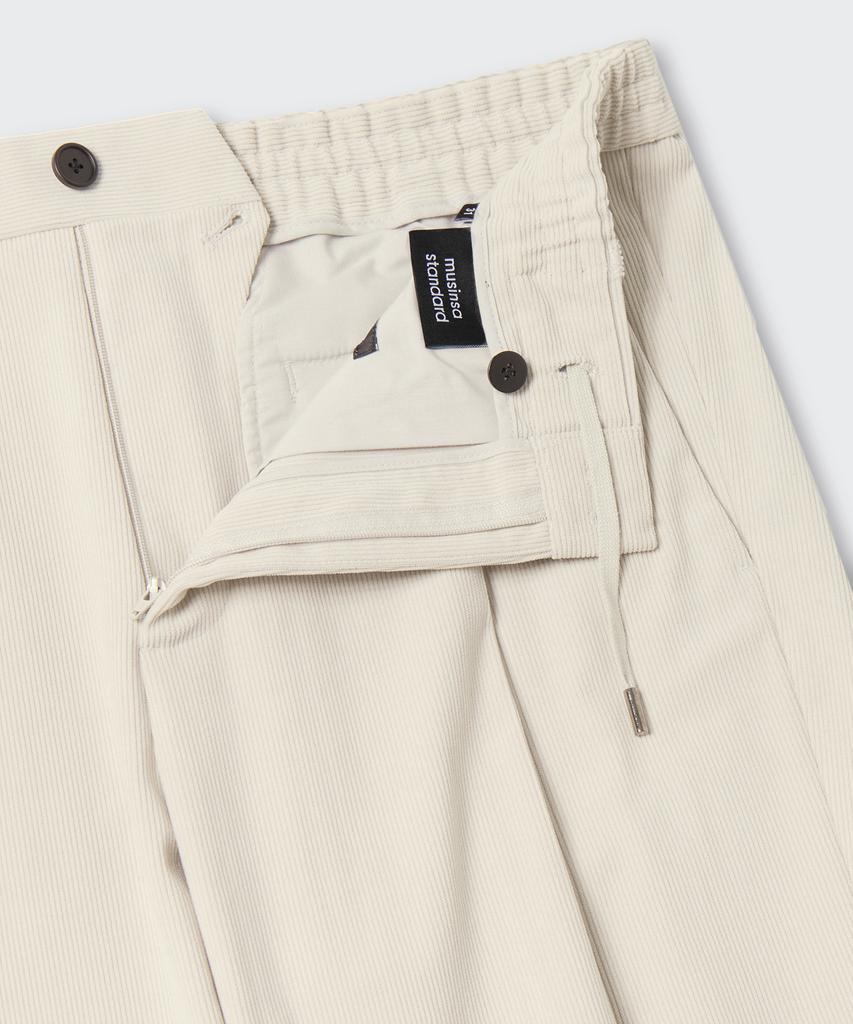 MUSINSA STANDARD 14W Corduroy One-Pleat Wide Elastic Pants [Cream]