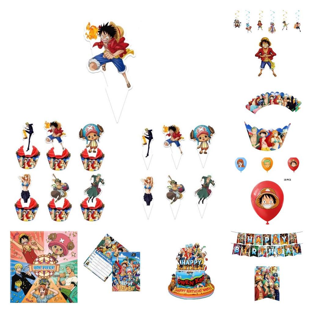 Colorful One Piece Themed Birthday Party Decoration Set Vibrant And Whimsical Paper Props And Balloons