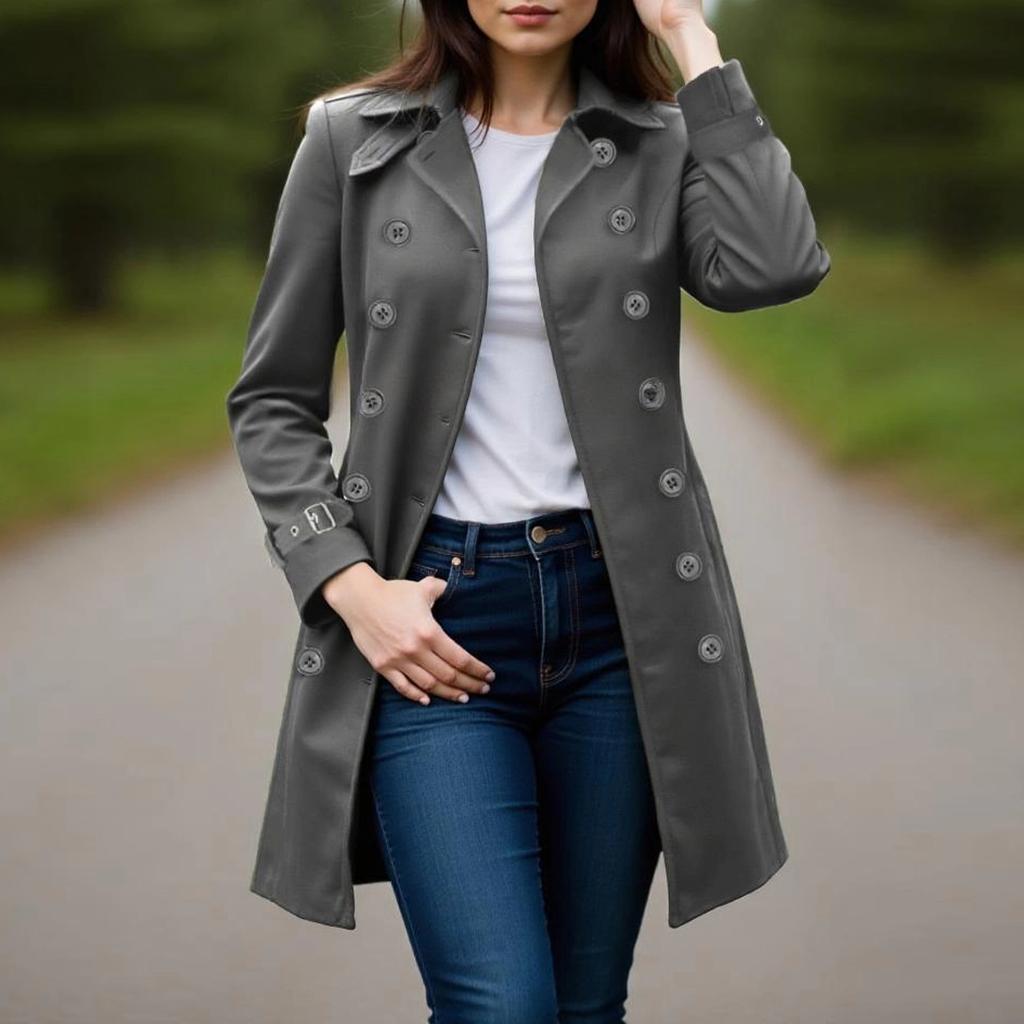 Женское пальто Двубортное Длинное Нарядное Ветровка Пальто Осень Зима Верхняя одежда