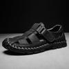Plus Size Hand Stitching Men Genuine Leather Hollow Out Beach Sandals