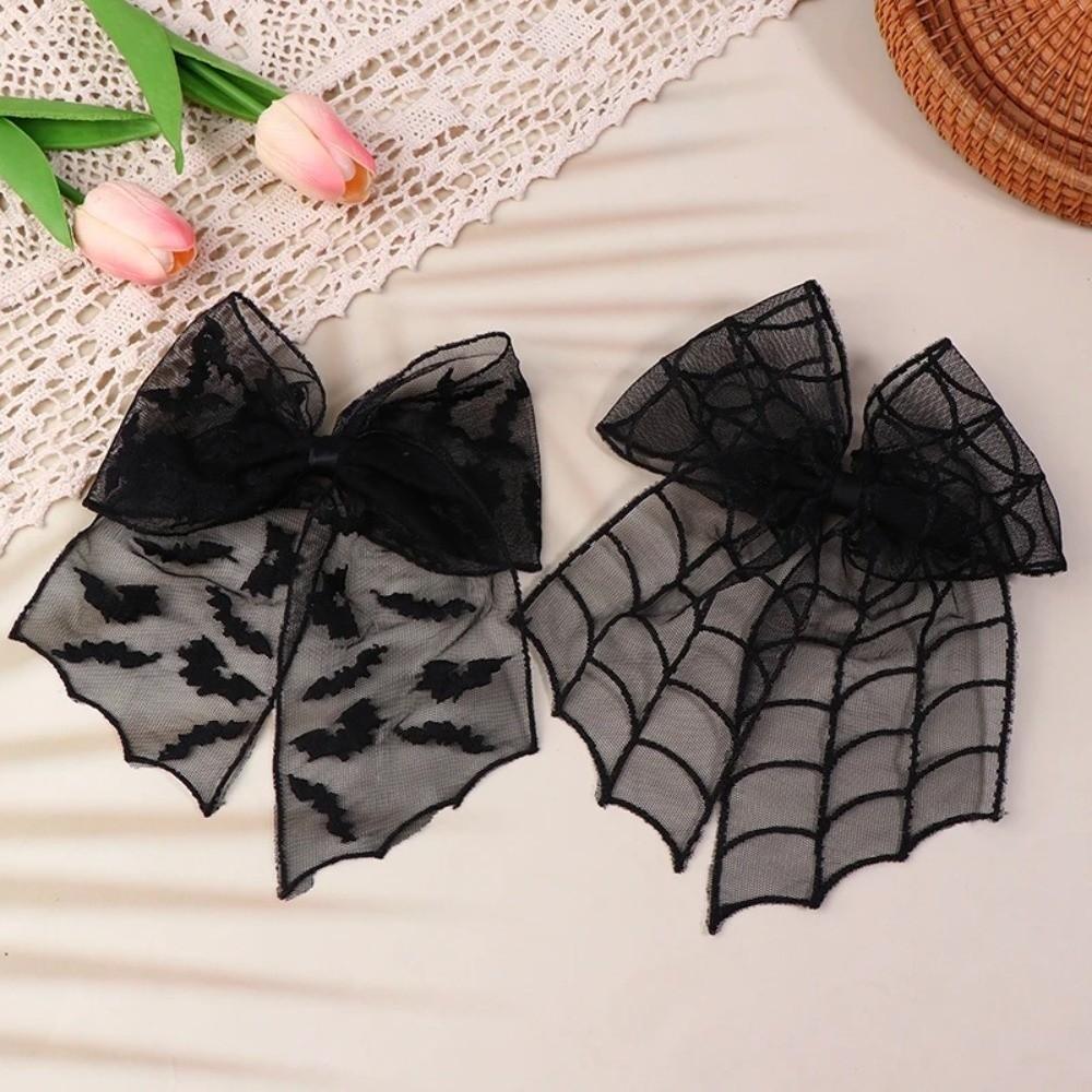 Star Bat Head Veil Lace Halloween Hairpin Creative Spider Web Hair Clip Cosplay