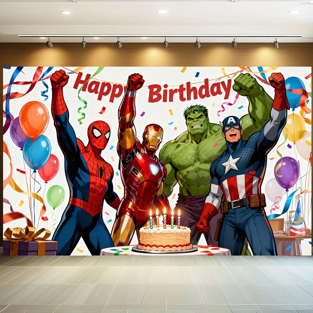 Customizable Spider-Man Iron Man Hulk theme children's birthday party decoration background baby shower layout props room poster