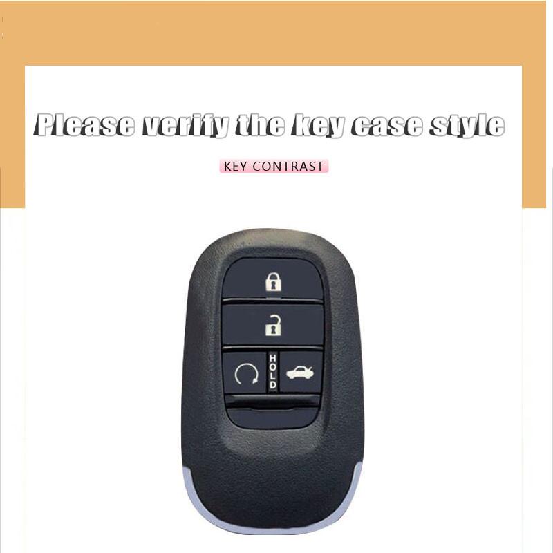 Leather Car Key Case Cover Shell Fob Accessories For Honda 2022 2023 2024 Accord Civic HR-V CR-V Pilot Sport SI EX EX-L Keychain