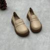 Johnature Retro Loafers Handmade Genuine Leather Platform Shoes Round Toe Casual Versatile Soft Cowhide Women's Shoes
