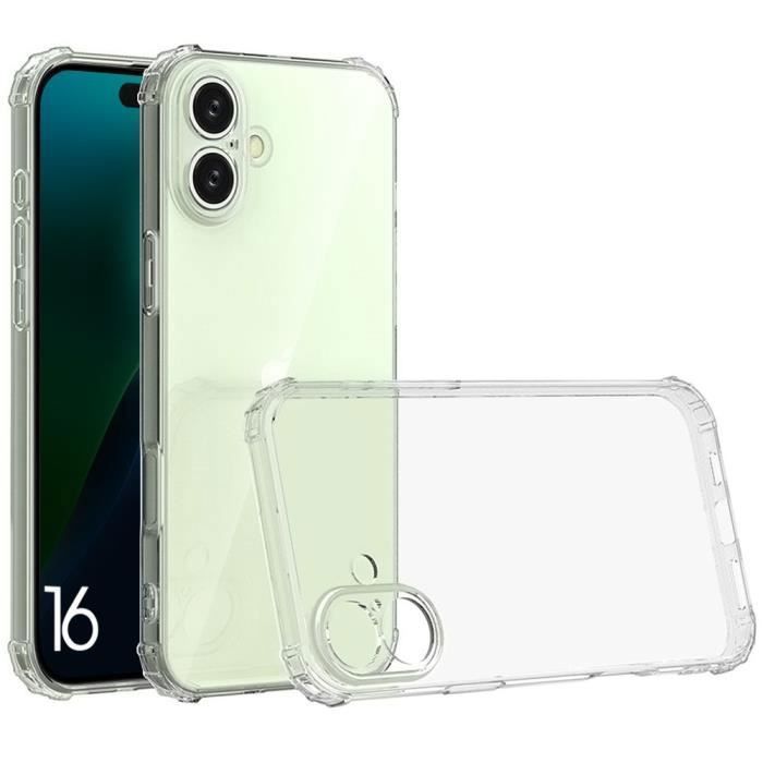 Protective Case - BOOLING - for iPhone 16 - Shockproof Silicone - Transparent - Reinforced Corners
