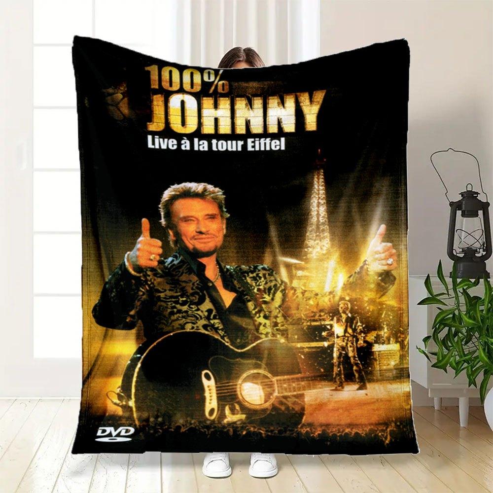 Johnny Hallyday - Live à la Tour Eiffel DVDBlanket Flannel Throw Blanket for Sofa, Bed, Travel, Camping, Office, Couch, Chair, And Bed Gift