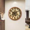 Retro Industrial Style Wood Grain Wall Clock Creative Gear Decoration Living Room Silent Clock Art Wall Decoration Clock