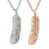 Гавайские украшения Парное ожерелье Нержавеющая сталь Перо Перо Крыло Дизайн с водяным знаком Подвеска Серебро Розовое золото Желтое золото Аксессуары Роза