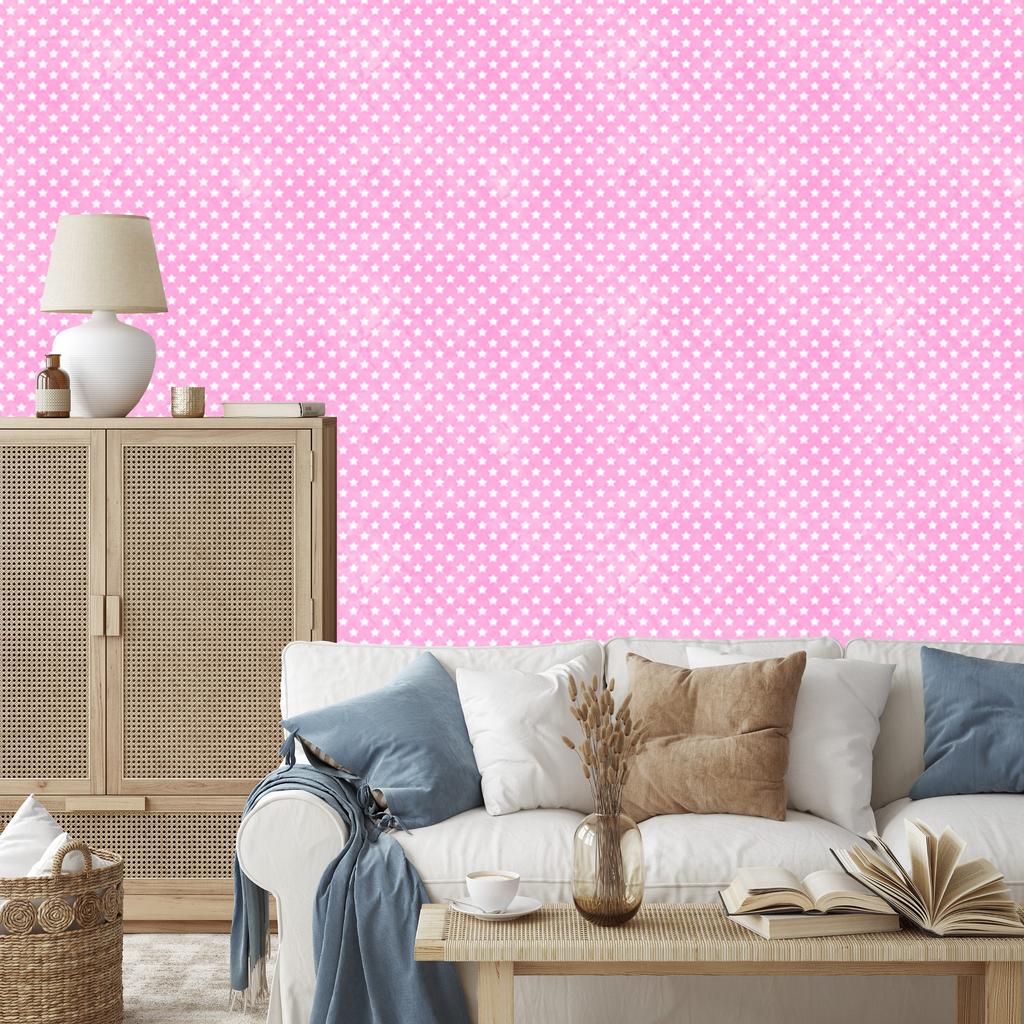 Powder pink stars wallpaper, powder pink background for living room and bedroom 50x1000