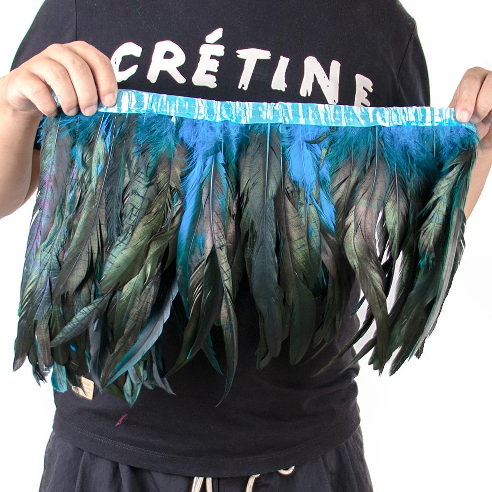 1М золото серебро петушиное перо отделка лента 25-30 см натуральные перья бахрома для свадебной вечеринки украшение одежды плюмаж поделки