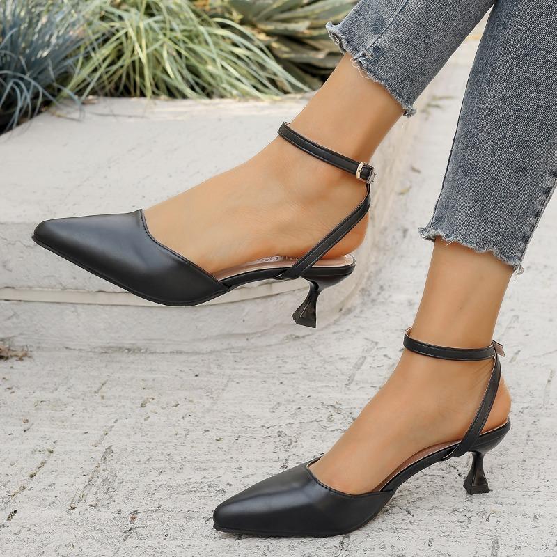 Женские сандалии Летняя обувь Элегантные Средние каблуки Закрытый носок Ремешок на щиколотке Элегантные Зеленые Черные Белые Вечеринка Свадьба Танцевальная обувь Дама