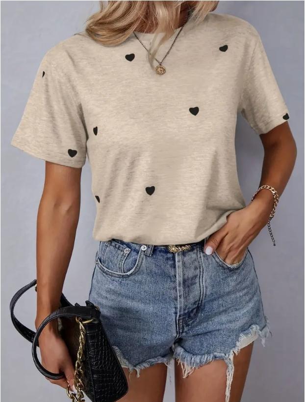 Модная женская простая футболка с принтом любви, забавная повседневная футболка с круглым вырезом и короткими рукавами, летняя женская футболка