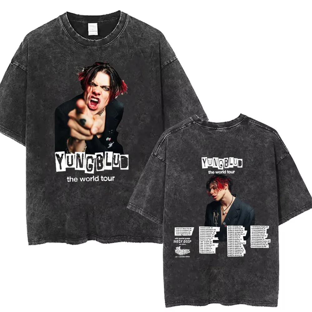 Yungblud Music Album Weird Retro Washed Tshirt Men Women Hip Hop Oversized Streetwear Alternative Rock Short Sleeve T Shirts