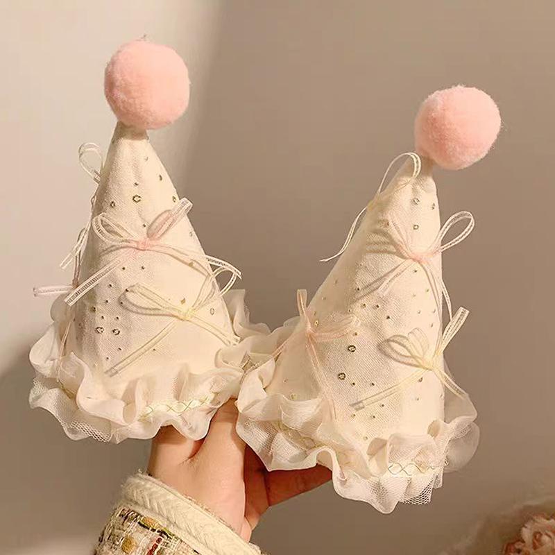 Милый бант помпон шляпа на день рождения заколки для волос головной убор для милой девочки аксессуары для волос для вечеринки реквизит для детской фотографии