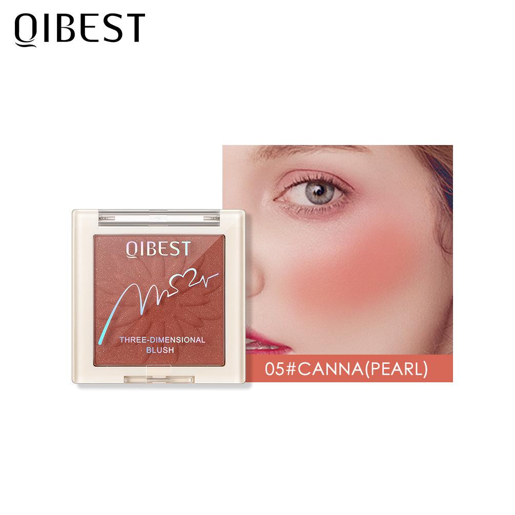 QIBEST Blush Powder Natural Repairing Rouge Powder Is Not Easy To Take Off Makeup Matte Pearlescent Blush Powder