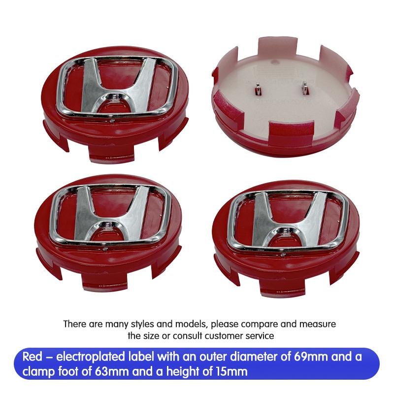 4pcs 69mm 62mm 58mm For Honda Car Wheel Center Cover Rim Hub Caps Accord Fit Jazz CRV CRZ City Alice Odyssey Badge logo Emblem